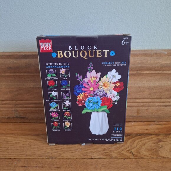 Block Bouquet HYDRANGEA Flower Building Block Set 112 Pieces NEW - Picture 3 of 3